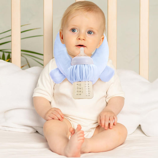 Baby Bottle Holder Hands Free with Crinkle Paper - Baby Bottle Holder with Adjustable Buttons for Newborn Hand Free Bottles for Babies Machine Washable
